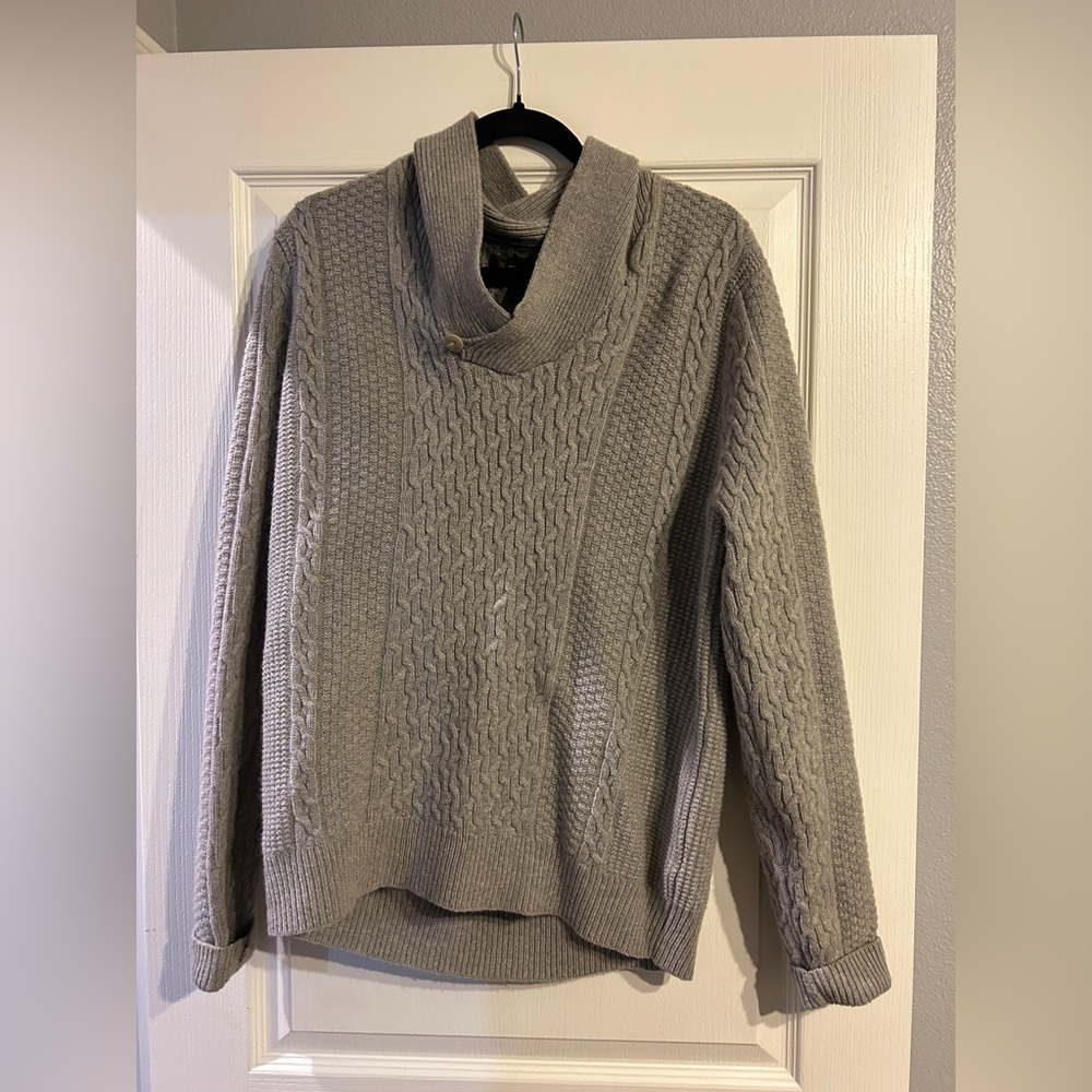 Elegant Gray Cowl Neck Sweater